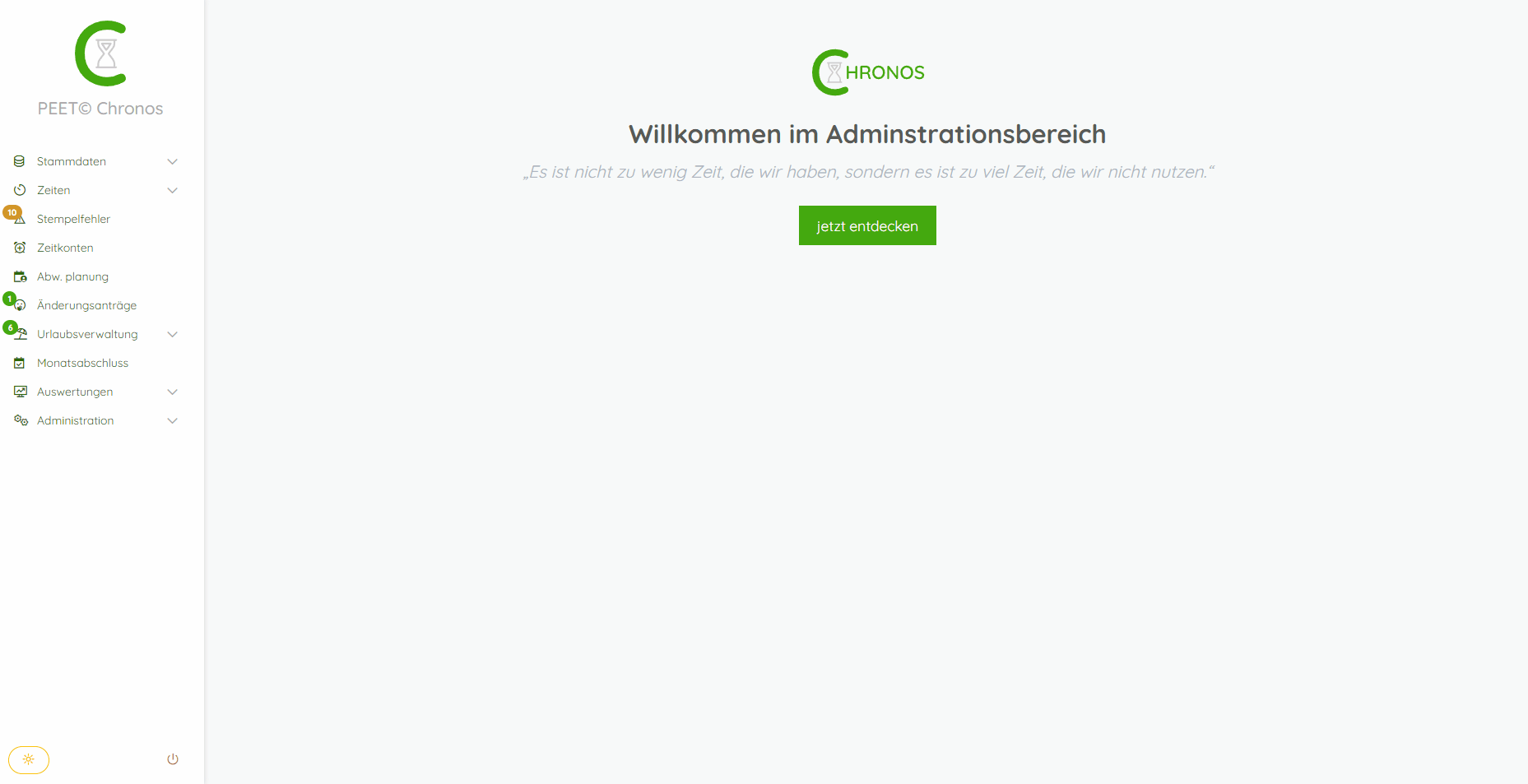 PEET Chronos Mitarbeiterüberverwaltung